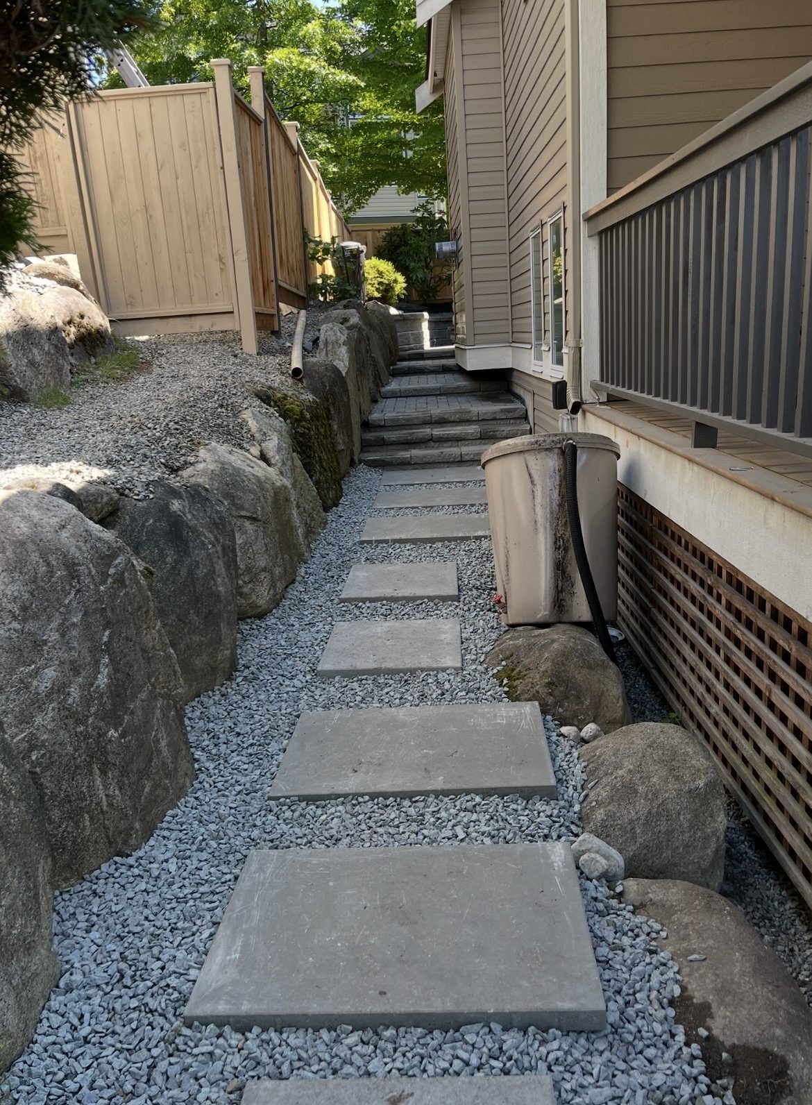 Walkway stone installation Coquitlam — garden pathway